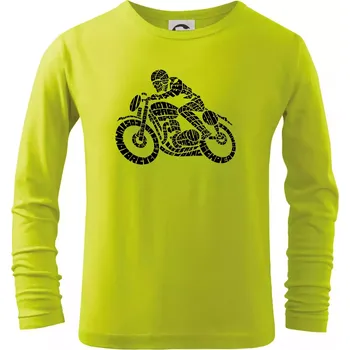 Motorkář nápisy - Triko dětské Long Sleeve - 104-110cm / 3-4 roky ( Limetková )