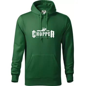 Pánská mikina Chopper nápis - Mikina pánská Cape s kapucí - 5XL ( Lahvově zelená )