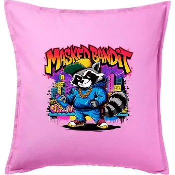 Polštář Mýval - masked bandit grafitti - Polštář 50x50 - 50x50 - Pouze potah ( Růžová )