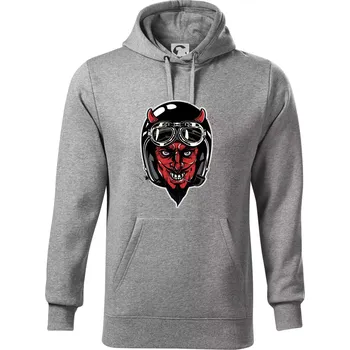 Pánská mikina Ďábel motorkář - Mikina pánská Cape s kapucí - 5XL ( Tmavě šedý melír )