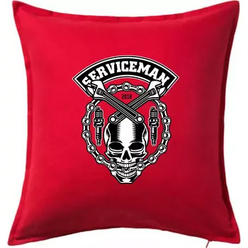 Polštář Lebka serviceman - Polštář 50x50 - 50x50 - Pouze potah ( Červená )