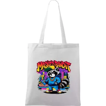 Mýval - masked bandit grafitti - Taška bavlněná - 42 x 38 cm ( Bílá )