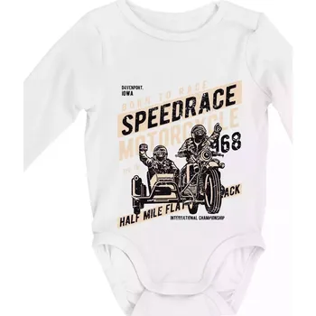 Speedrace motrcycle half mile - Body kojenecké s dlouhým rukávem - Dlouhý r. 3-6 měs ( Bílá )