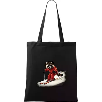 Mýval na lyžích - fotka - Taška bavlněná - 42 x 38 cm ( Černá )