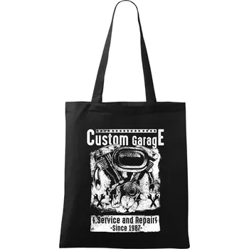 Nákupní taška Custom Motorcycle Garage - Taška bavlněná - 42 x 38 cm ( Černá )