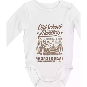 Kojenecké oblečení Old School Road Race Monster - Body kojenecké s dlouhým rukávem - Dlouhý r. do 3 měs ( Bílá )