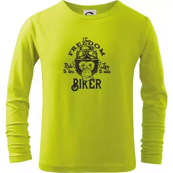 Dětská móda The freedom biker - Triko dětské Long Sleeve - 134 cm/8 let ( Limetková )