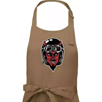 Kuchyňská zástěra Ďábel motorkář - Pánská zástěra na vaření - Univerzální velikost ( Cappuccino )
