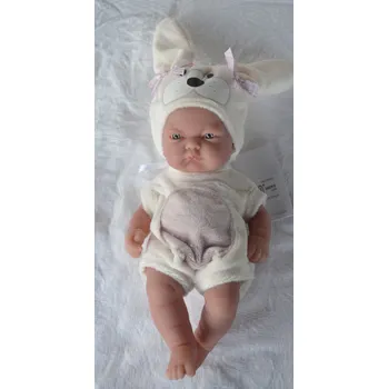 Panenka Realistické miminko holčička Pitu v oblečku pejska (Pitu expositor animalitos)