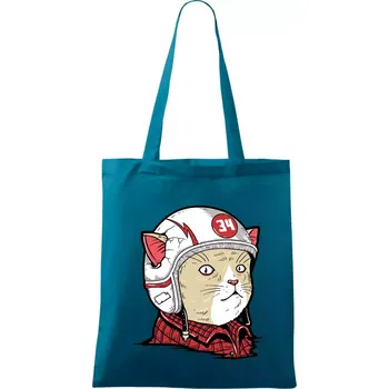 Moto kocour - Taška bavlněná - 42 x 38 cm ( Petrolejová )