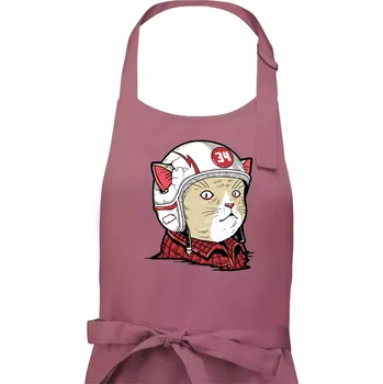 Kuchyňská zástěra Moto kocour - Dámská zástěra na vaření - Univerzální velikost ( Starorůžová )