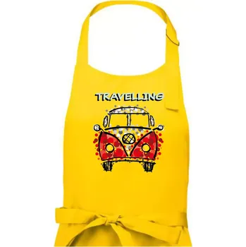 Kuchyňská zástěra Traveling kreslene auto (lulu_art) - Dámská zástěra na vaření - Univerzální velikost ( Žlutá )