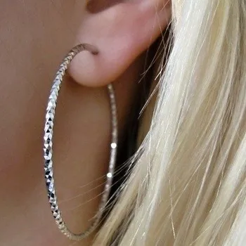 Náušnice Dámské stříbrné náušnice Maxi kruhy 56mm Rhodium 4,05g Stříbro 925/1000