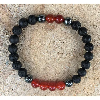 Náramek Náramek - Láva s karneolem kulička 8 mm pánský
