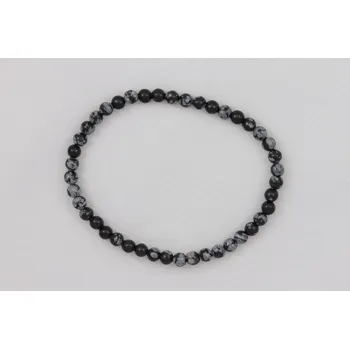 Náramek Náramek - Obsidián vločkový kulička 3-4mm