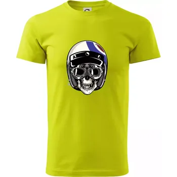 Moto helma letec - Klasické pánské triko vyšší gramáže - S ( Limetková )