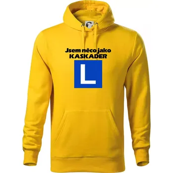 Pánská mikina Autoškola něco jako kaskadér - Mikina pánská Cape s kapucí - 4XL ( Žlutá )