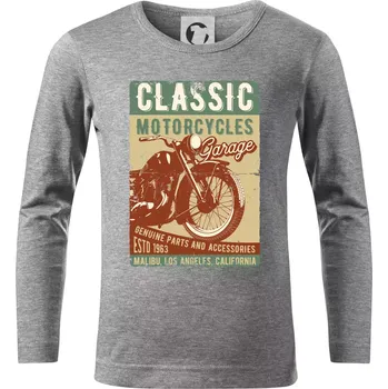 Chlapecké tričko Moto garage malibu - Triko dětské Long Sleeve - 122 cm/6 let ( Tmavě šedý melír )