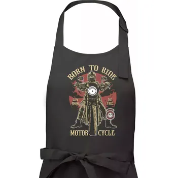 Kuchyňská zástěra Born To Ride - motor cycle - Pánská zástěra na vaření - Univerzální velikost ( Dřevěné uhlí )