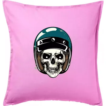 Polštář Moto helma modrá - Polštář 50x50 - 50x50 - Pouze potah ( Růžová )