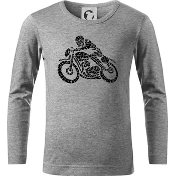 Chlapecké tričko Motorkář nápisy - Triko dětské Long Sleeve - 134 cm/8 let ( Tmavě šedý melír )