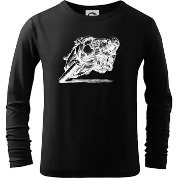 Chlapecké tričko Motorkář skica - Triko dětské Long Sleeve - 104-110cm / 3-4 roky ( Černá )