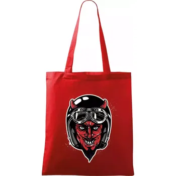 Nákupní taška Ďábel motorkář - Taška bavlněná - 42 x 38 cm ( Červená )