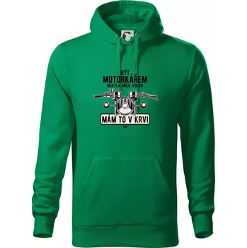 Pánská mikina Být motorkářem nebyla moje volba řidítka - Mikina pánská Cape s kapucí - 4XL ( Středně zelená )