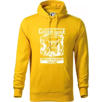 Pánská mikina Custom Motorcycle Garage - Mikina pánská Cape s kapucí - 4XL ( Žlutá )