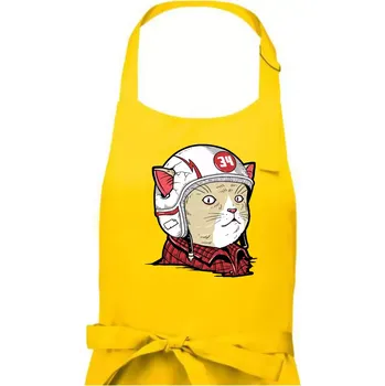 Kuchyňská zástěra Moto kocour - Pánská zástěra na vaření - Univerzální velikost ( Žlutá )