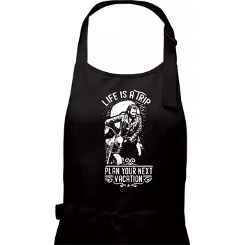 Kuchyňská zástěra Life Is a Trip - Dámská zástěra na vaření - Univerzální velikost ( Černá )