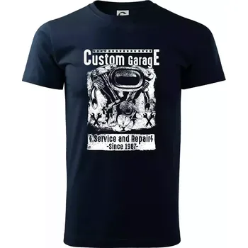 Custom Motorcycle Garage - Triko extra velké (5-8XL) - 7XL ( Námořní modrá (velmi tmavá - téměř černá) )