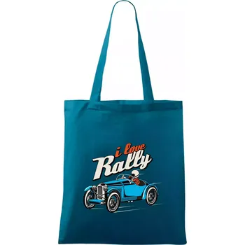 I Love Rally - Taška bavlněná - 42 x 38 cm ( Petrolejová )