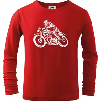 Chlapecké tričko Motorkář nápisy - Triko dětské Long Sleeve - 122 cm/6 let ( Červená )