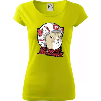 Dámské tričko Moto kocour - Dámské triko Pure - M ( Limetková )