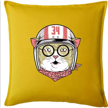 Polštář Moto kočka - Polštář 50x50 - 50x50 - Pouze potah ( Žlutá )