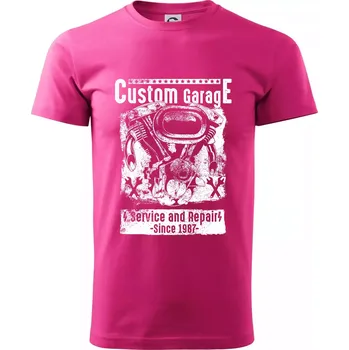 Custom Motorcycle Garage - Klasické pánské triko vyšší gramáže - XS ( Purpurová )