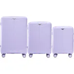 Světle fialová sada 3 cestovních kufrů WINGS COCKATIEL CKT02 COCKATIEL, Komplet 3 walizek POLIPROPYLEN (L,M,S) Wings, WHITE PURPLE Velikost: Sada kufrů