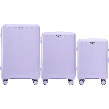 Světle fialová sada 3 cestovních kufrů WINGS COCKATIEL CKT02 COCKATIEL, Komplet 3 walizek POLIPROPYLEN (L,M,S) Wings, WHITE PURPLE Velikost: Sada kufrů