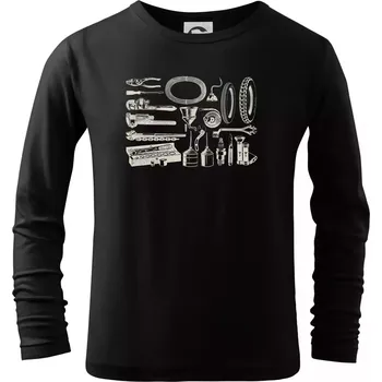 Chlapecké tričko Oprava motorky - Triko dětské Long Sleeve - 104-110cm / 3-4 roky ( Černá )