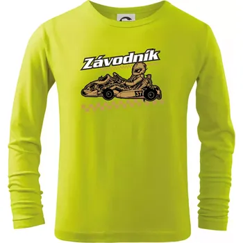 Dětská móda Motokára závodník - Triko dětské Long Sleeve - 122 cm/6 let ( Limetková )