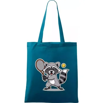 Mýval hraje tenis kreslený - Taška bavlněná - 42 x 38 cm ( Petrolejová )