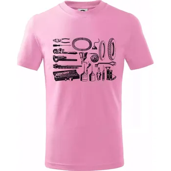 Oprava motorky - Tričko dětské bavlněné - 122 cm/6 let ( Růžová )