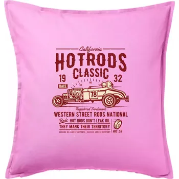 Polštář Hot Rods Race Classic - Polštář 50x50 - 50x50 - Včetně výplně ( Růžová )