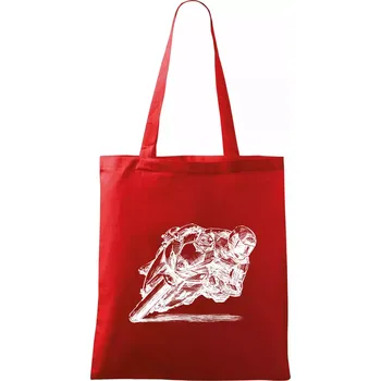 Nákupní taška Motorkář skica - Taška bavlněná - 42 x 38 cm ( Červená )