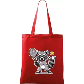 Mýval hraje tenis kreslený - Taška bavlněná - 42 x 38 cm ( Červená )