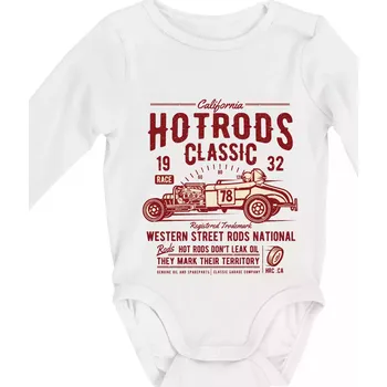 Hot Rods Race Classic - Body kojenecké s dlouhým rukávem - Dlouhý r. 3-6 měs ( Bílá )