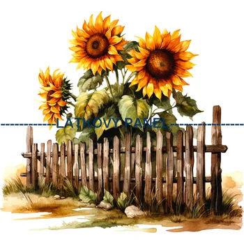 Látkový panel - Slunečnice - KYT-96 Velikost: 25x25cm, Materiál: Kočárkovina