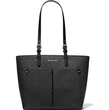 Michael Kors Kabelka Jet Set Medium Logo Pocket Tote Bag Black