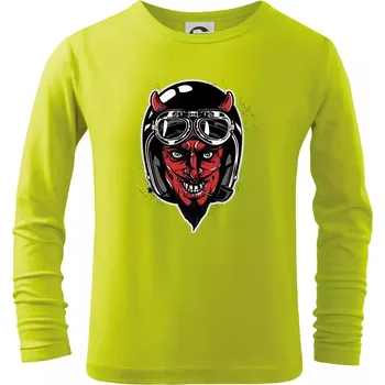 Dětská móda Ďábel motorkář - Triko dětské Long Sleeve - 158 cm/12 let ( Limetková )